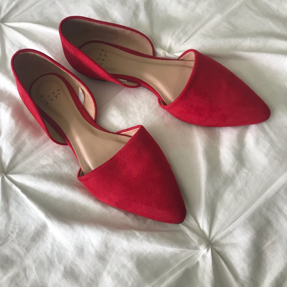 Red suedes flats